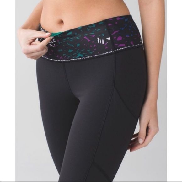Lululemon Speed Tight IV Brushed Full Length Ruched Leggings Black Shadow Wrap 8 - Picture 2 of 14